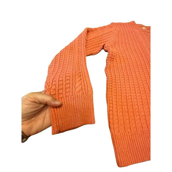 J Crew Cotton Cable Knit Crewneck Fisherman Sweater in Heather Pink Size XL - Picture 7 of 16